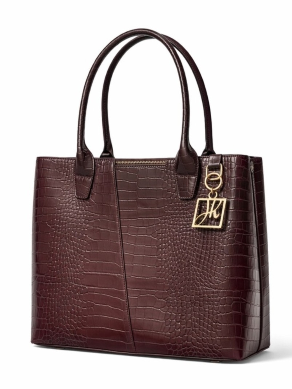 Joseph Ribkoff Burgundy Vegan Croc-Embossed Tote Shoulder Bag Purse Office